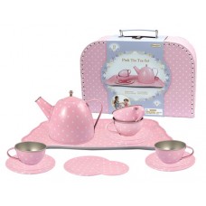 Tea Set Tin in Case - Pink Spot